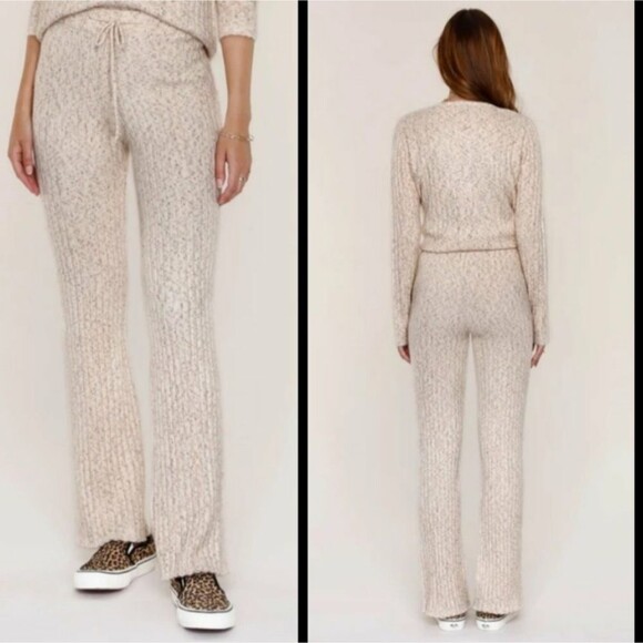 Heartloom Nikita Ribbed Knit Pants Lounge/Sweatpants in Oatmeal - Picture 1 of 9